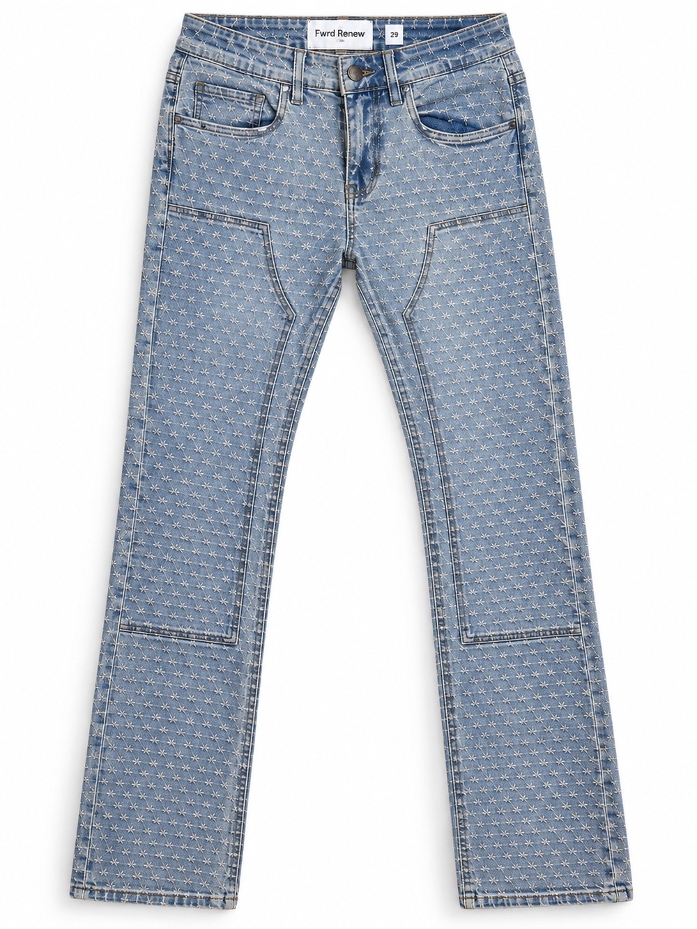 FWRD Renew Jeans 29 Blue Star Embroidered Skinny Sashiko